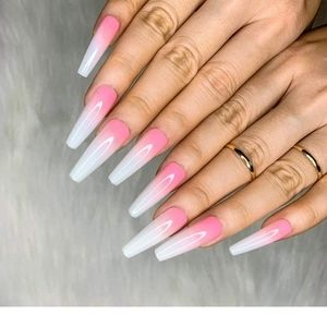 morily 24pcs Fake Nails Pink Ombre